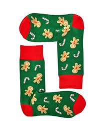 Socks - Green with gingerbread men ADULTS & KIDS
