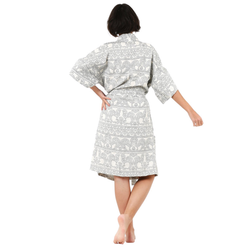Albornoz tipo kimono de gasa de algodón