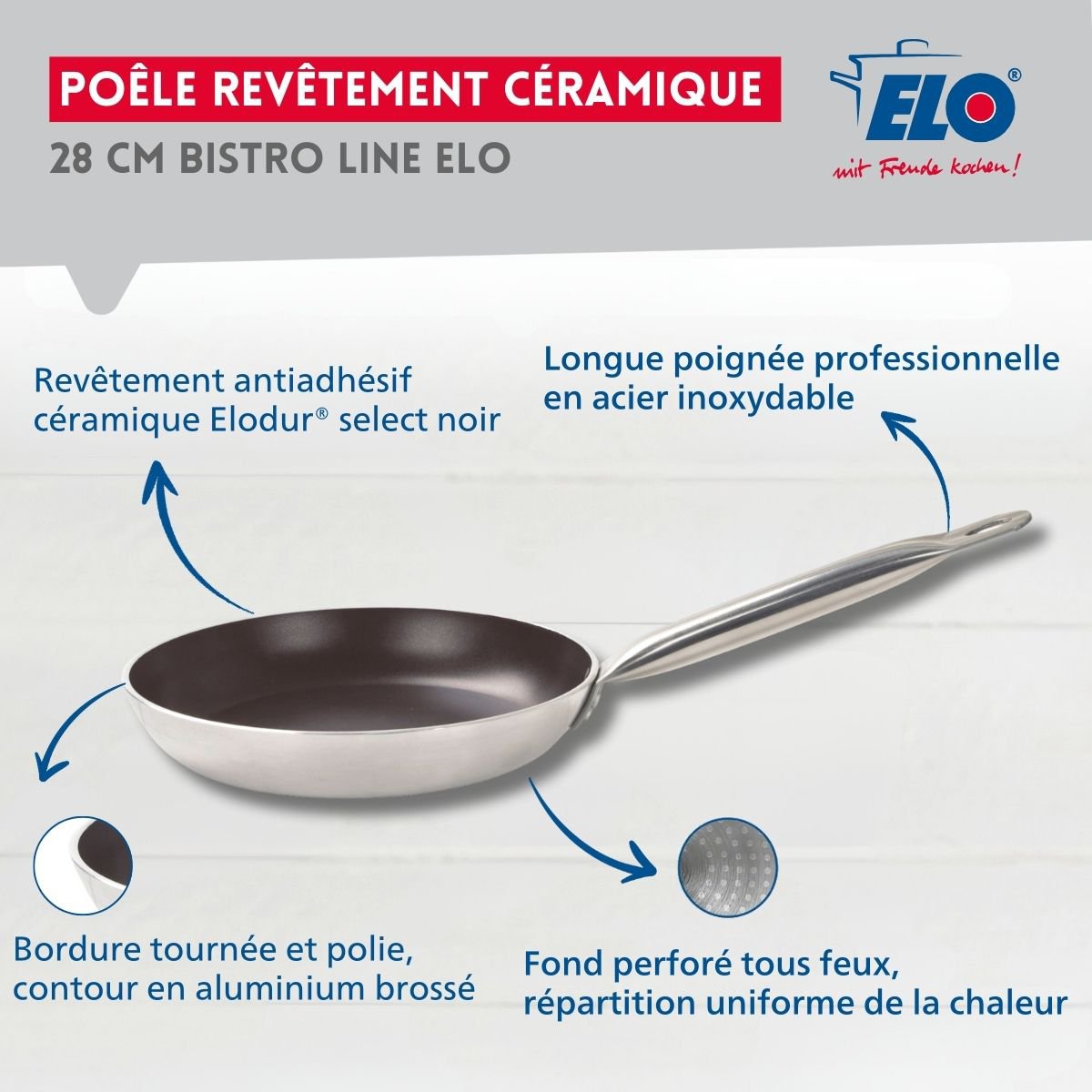 Patelnia z powłoką ceramiczną bez PFAS 28 cm Bistro Line Elo