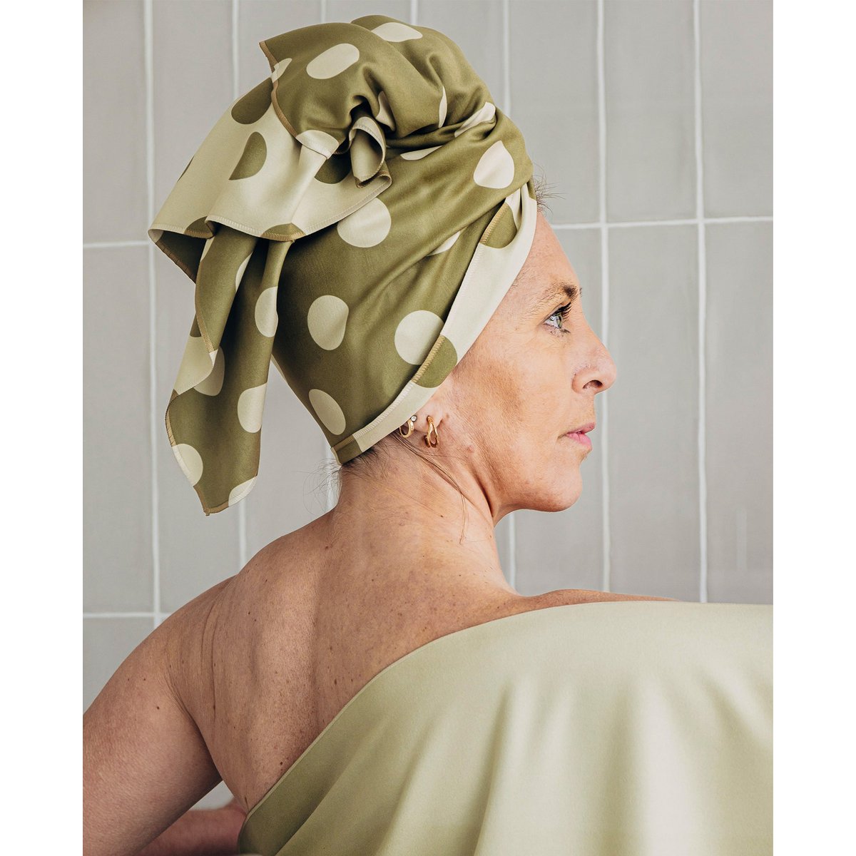 Towel Dots Olive Green