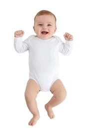 Baby langærmet bodysuit, ubørstet, hvid