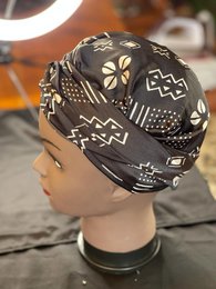 Mama Theresa's Satin Sleeping Cap per Afro -Locken - Polka Dot Bogolan Print