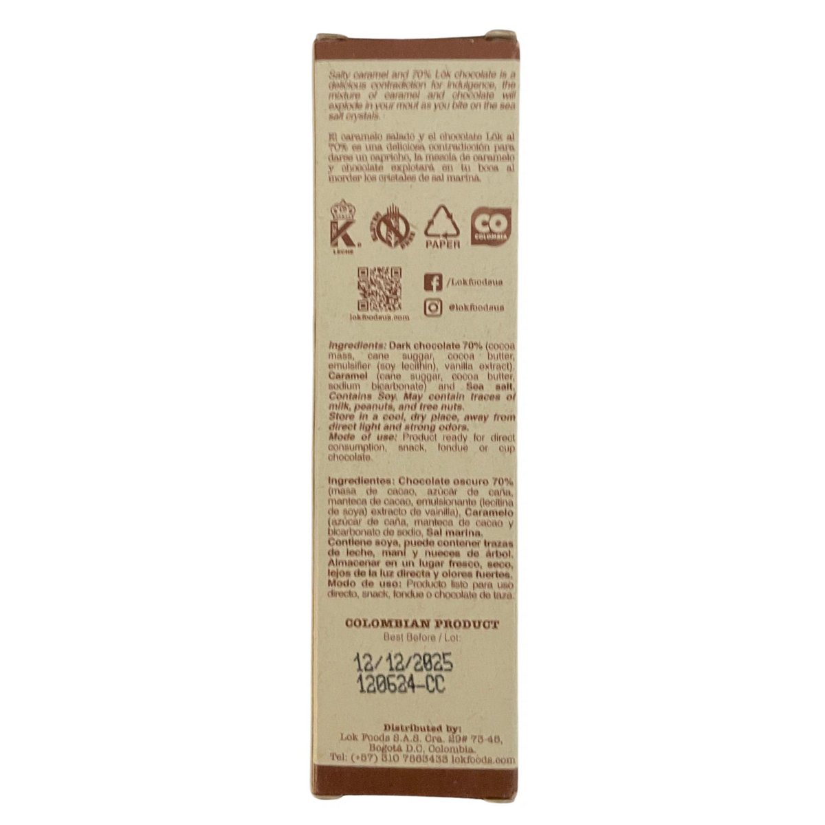 Mørk chokoladebar med havsalt og karamel | 70 % kakao | 35 g