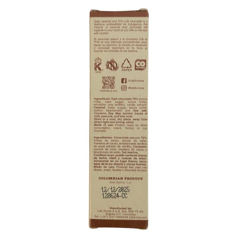 Mørk chokoladebar med havsalt og karamel | 70 % kakao | 35 g