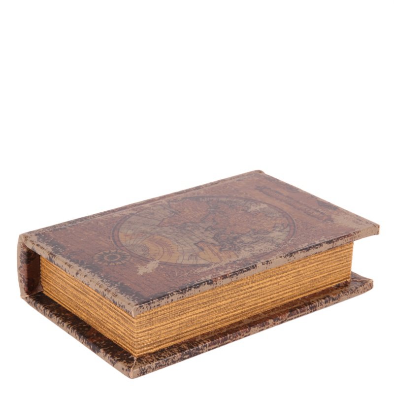 Buchaufbewahrungsbox Weltkarte 15 cm - Braun