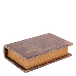 Buchaufbewahrungsbox Weltkarte 15 cm - Braun