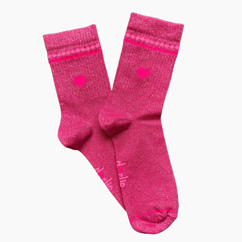 Glitzersocke Perla Herz Pink