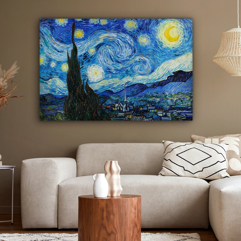 Canvas Maleri - Wall Decoration - De Sterrennacht - Vincent Van Gogh