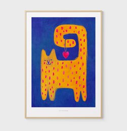A5 Chat et coeur | Affiche d'illustration Impression artistique