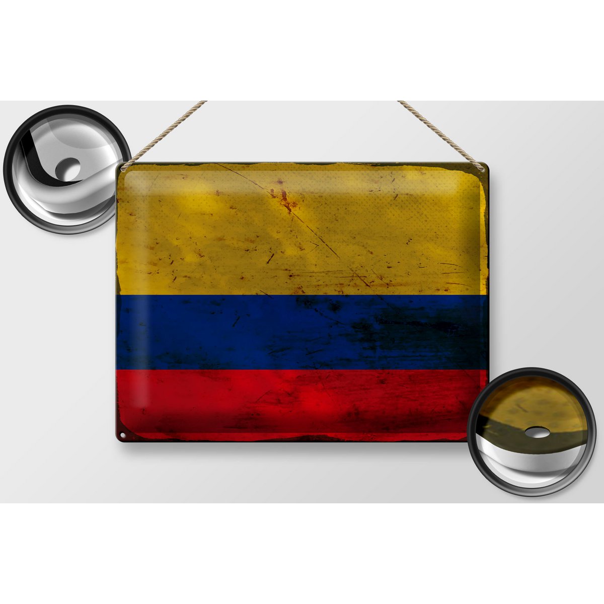 Tin Sign Flag Colombia 40x30cm Flag Colombia Rust
