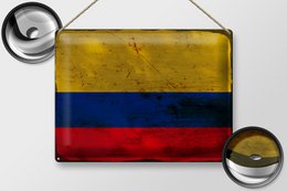 Tin Sign Flag Colombia 40x30cm Flag Colombia Rust