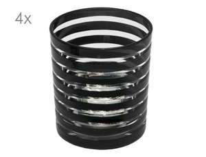 EDZARD 4er Set Kristallgläser Nelson, schwarz, handgeschliffenes Glas , Höhe 9 cm, Füllmenge 0,25 Lite