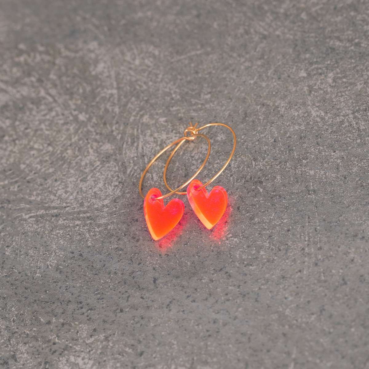 Oorbellen Hoops Lume Charms | Heart Neon Pink