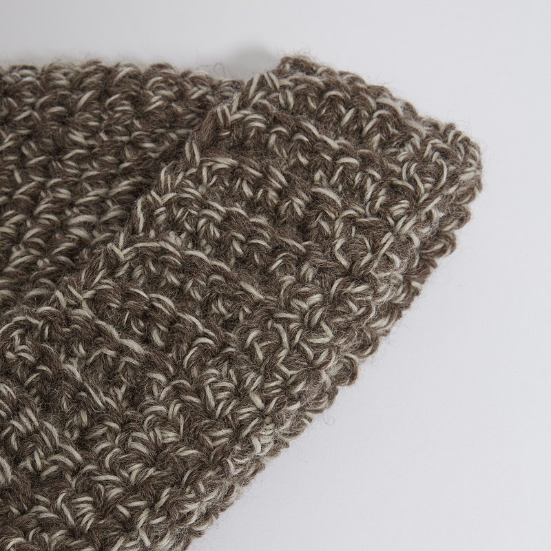 Rå uld hånd strikket ribbed kant beanie hat