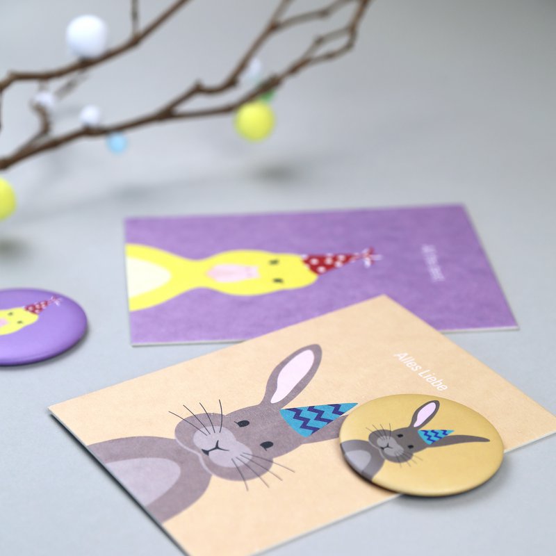 Postkarte Holzschliff Hase