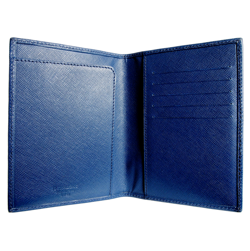 Pochette Passeport Saffiano Bleu
