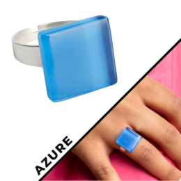 Square ring with stone 15mm • adjustable in size / waterproof / upcycling