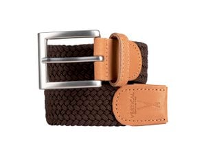 Brown elastic braided belt
