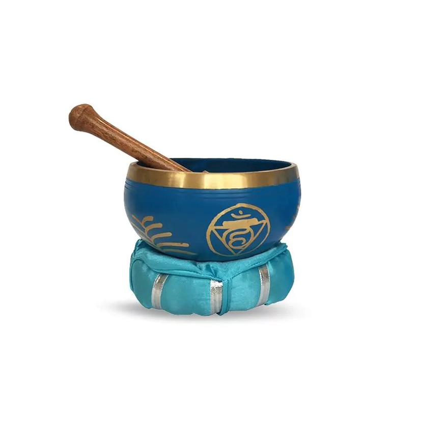 Brass Singing Bowl with stick & Cusion 12 cm Throat Chakra