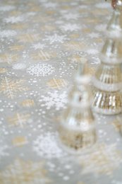 Wintermotief Tafelloper met Kwastjes met sneeuwvlokkenprint, Katoen-Polymix | TheeLurex Oro