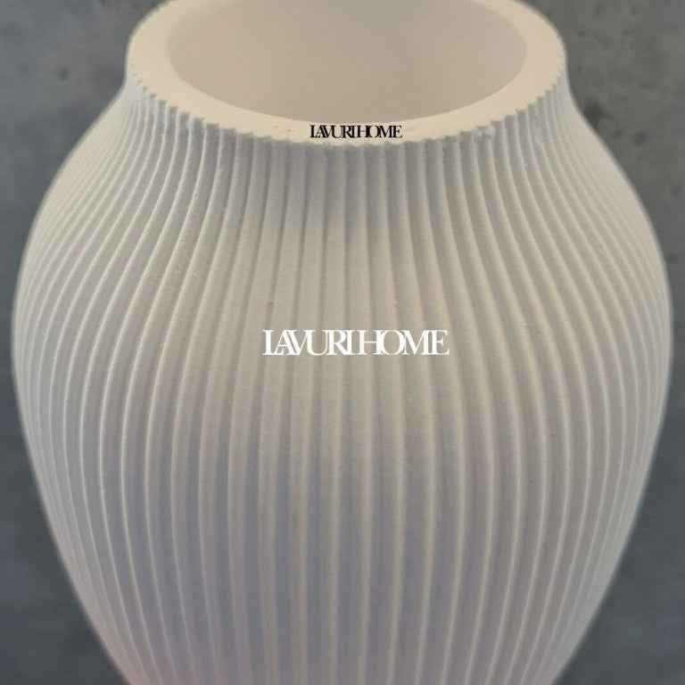 RIBBED 1600 cermaic Vase for dry flowers, pampas grass, 15 x 12 cm Handmade in Portugal