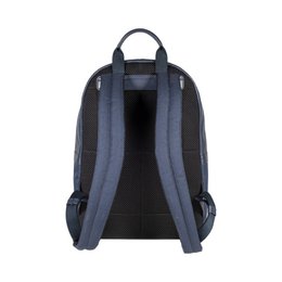 RB2001D | Netbook/tablet rygsæk i nylon/ægte læder, med let fibre. Lynlåslukning og justerbare skulderstropper - Blå farve - Mål: 27 x 38 x 14 cm Emballage: Non-woven stoftaske