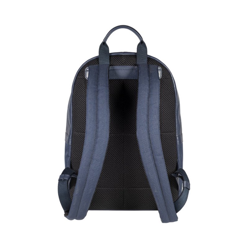 RB2001D | Netbook/tablet rygsæk i nylon/ægte læder, med let fibre. Lynlåslukning og justerbare skulderstropper - Blå farve - Mål: 27 x 38 x 14 cm Emballage: Non-woven stoftaske