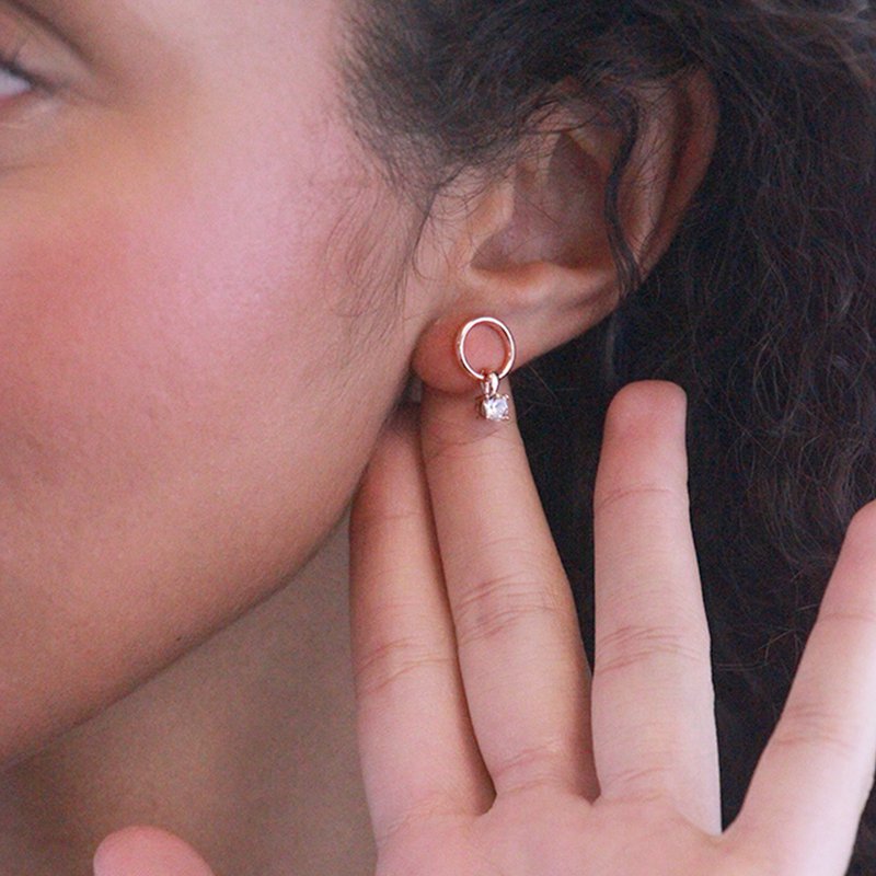 Boucles d'oreilles Octavia - Or RosÃ© et Cristal