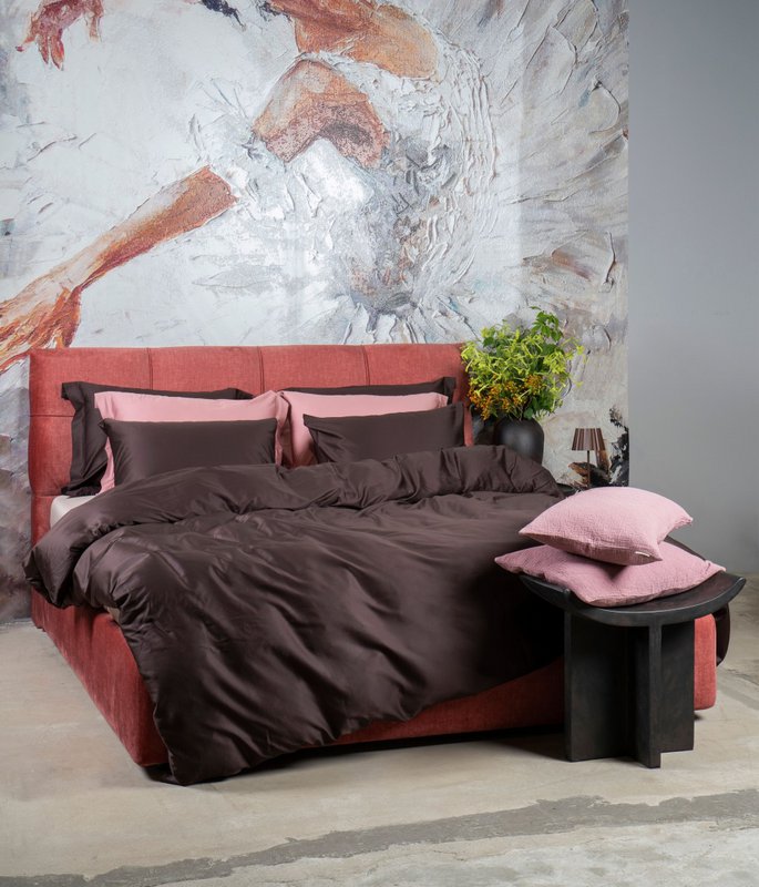 Set biancheria da letto in rasatello Solid Chocolate Old