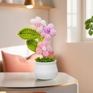 Gebreide bloemenpot – handgemaakt interieuraccent – ​​duurzaam garen – onderhoudsvrij decor