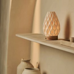 Vela Light Brown Wooden Rechargeable Table Lamp