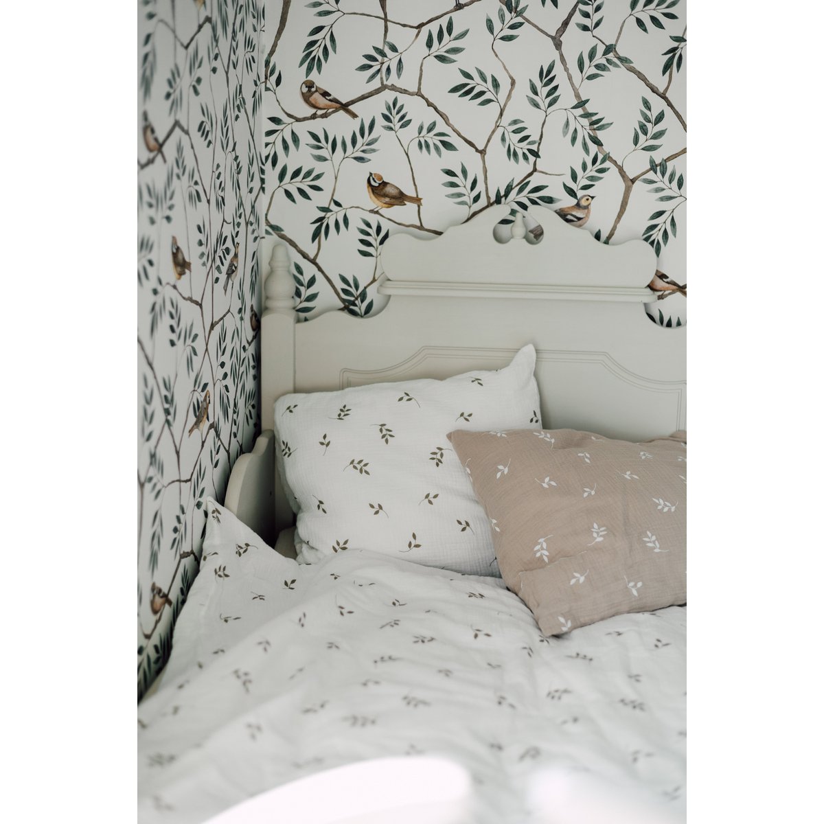 TISU baby duvet cover & pillowcase, Beige Leaves