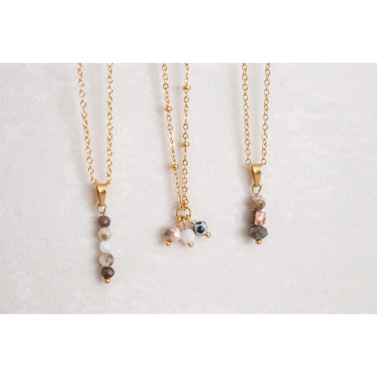 Collana con rodocrosite e labradorite - Oro