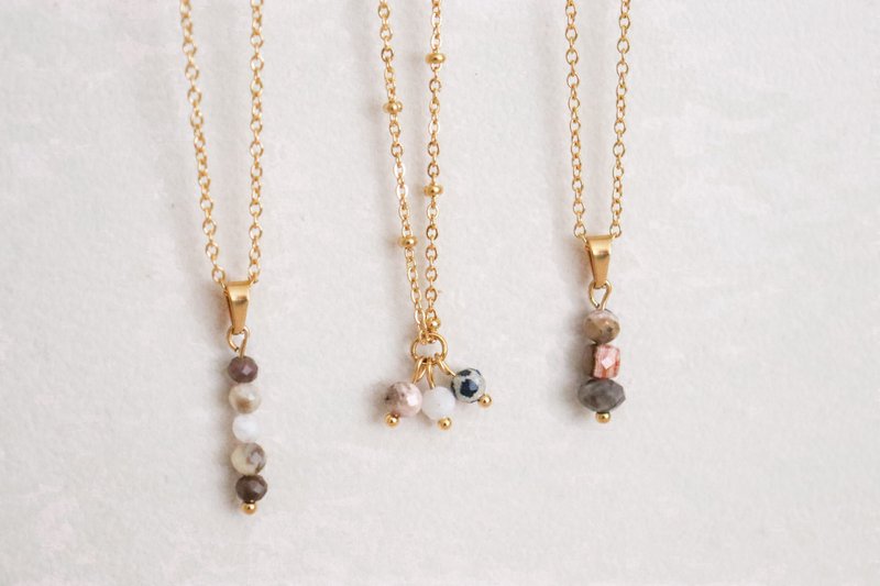 Collana con rodocrosite e labradorite - Oro