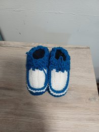 Handgehaakte Babyslofjes Classic –Blauw- Uniek, Zacht & Hoge Kwaliteit