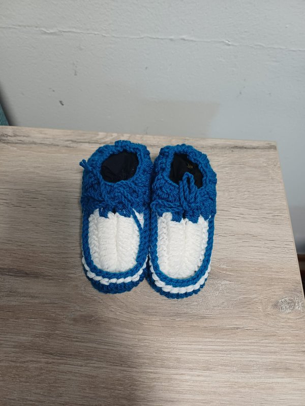 Handgehaakte Babyslofjes Classic –Blauw- Uniek, Zacht & Hoge Kwaliteit