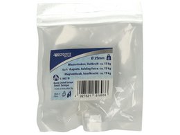 Magneet Westcott met haak 25mm wit. Trekkracht +/- 15kg