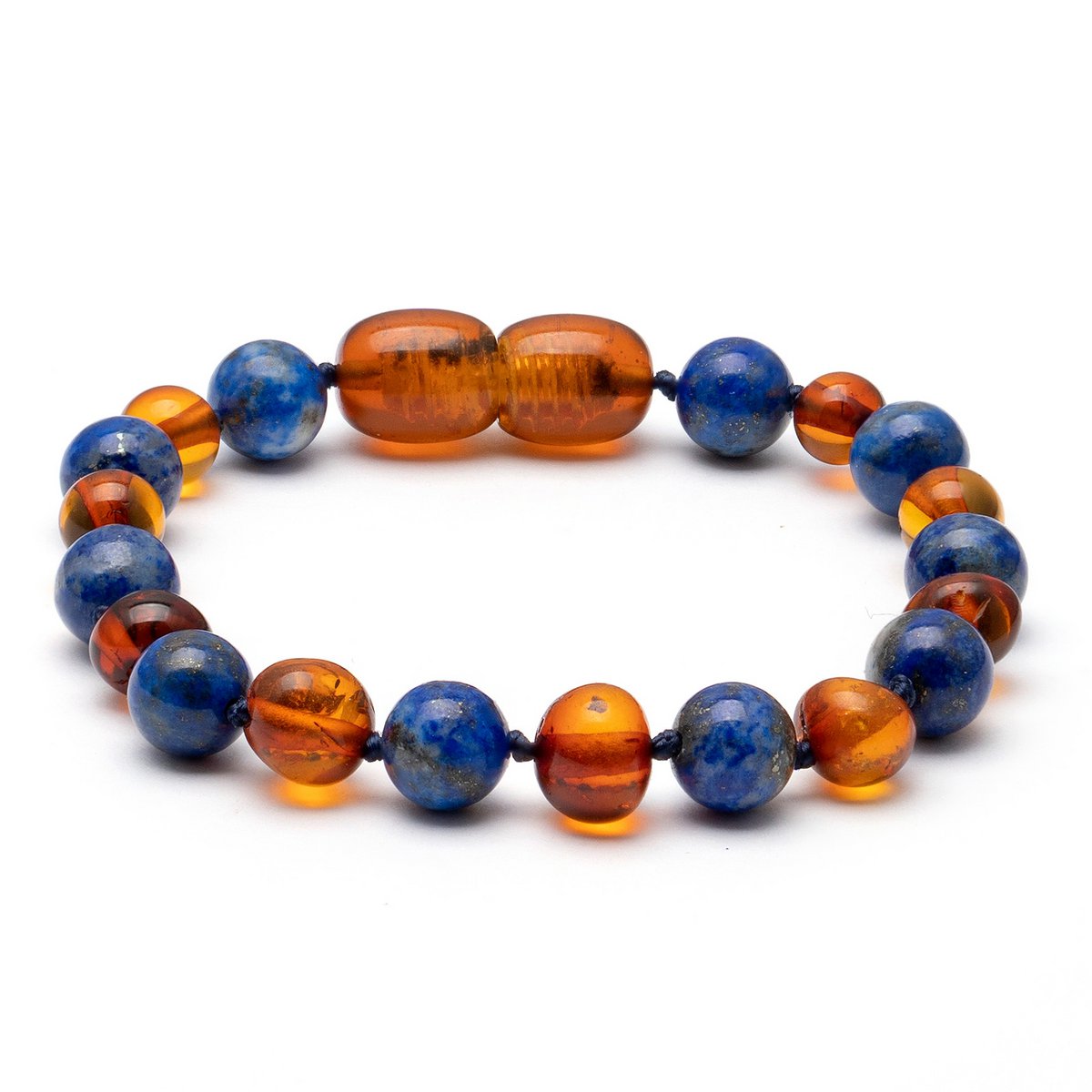 Brazalete báltico de ámbar y lapislázuli 10