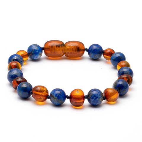 Baltic amber & lapis lazuli bracelet 10