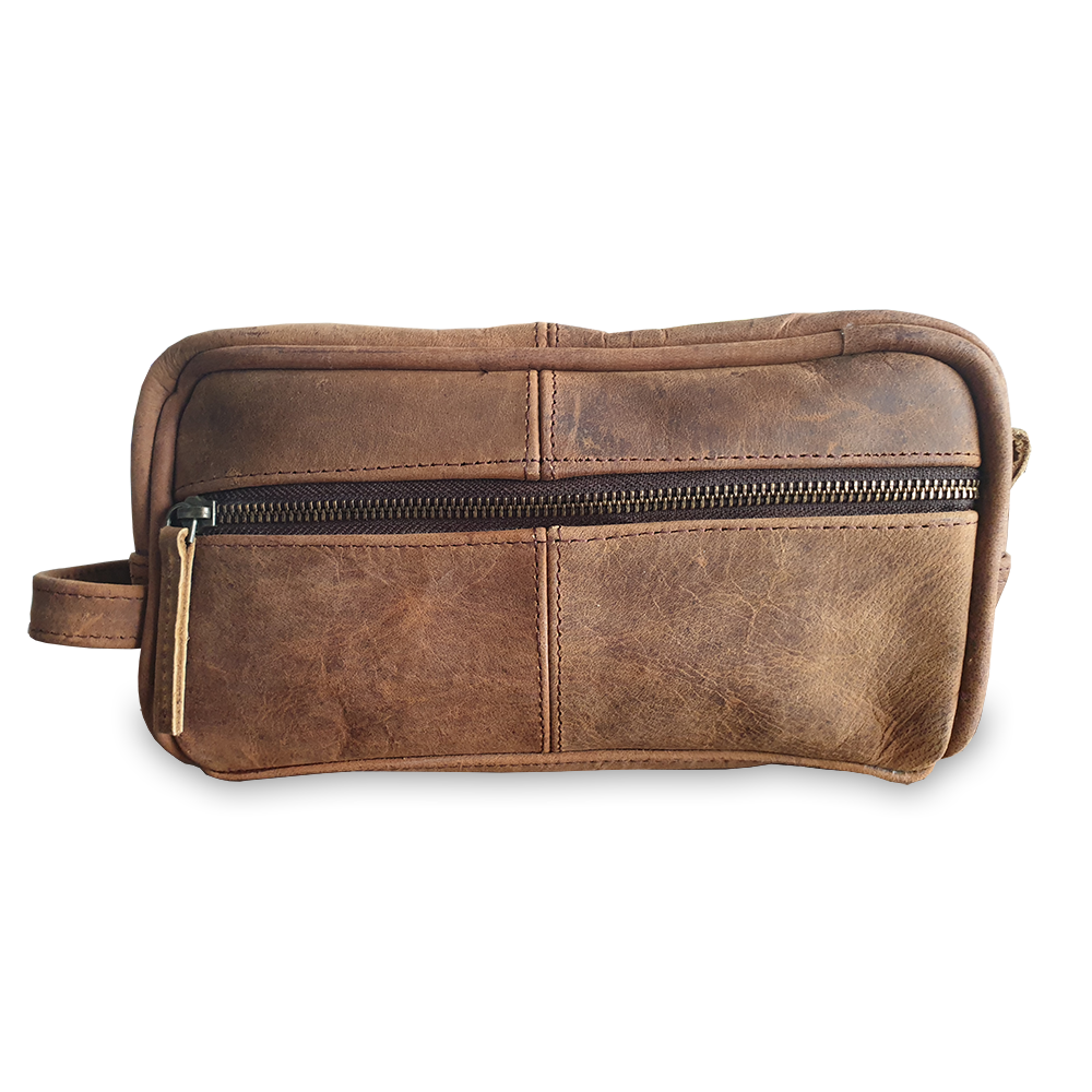 Leather toiletry bag