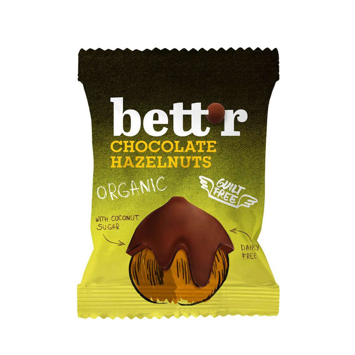 Chocolate Hazelnuts, organic, Bett'r, 40g