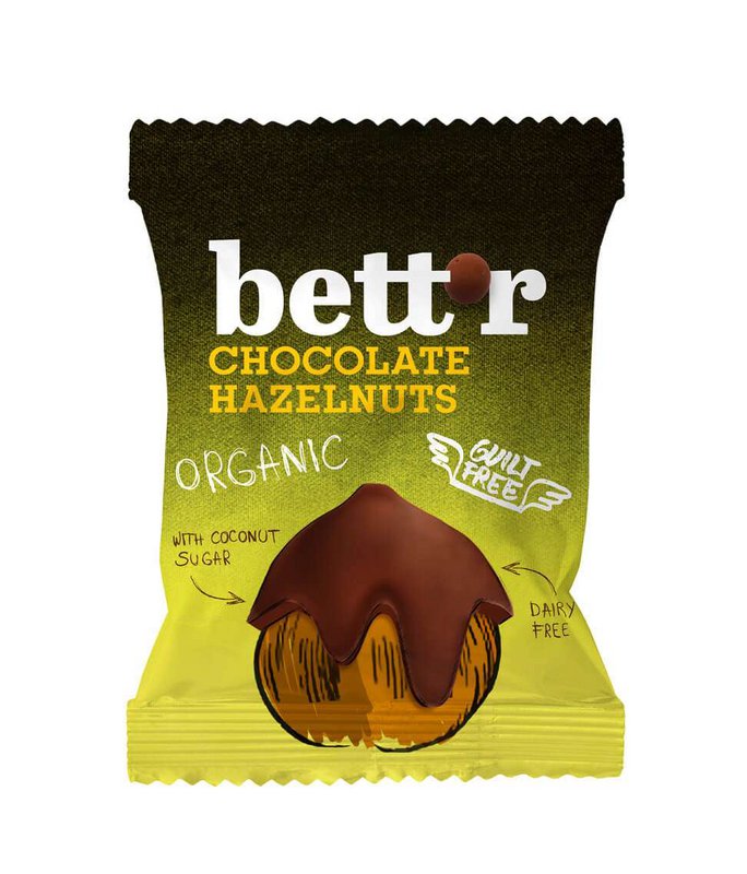 Chocolate Hazelnuts, organic, Bett'r, 40g