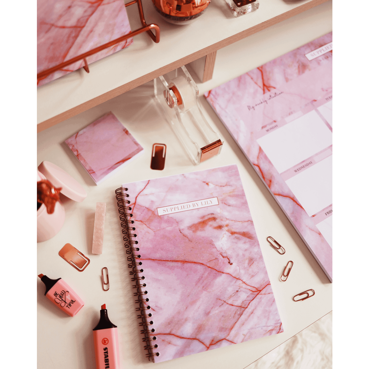 A5 Spiral Notebook in Luxurious Rose Quartz
