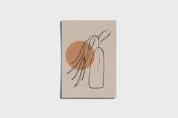 Boho vase flower poster with abstract floral design in neutral colors, available in various sizes and finishes.