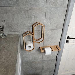 Toilet Paper Holder for Wall Mounting, Wooden Bathroom Storage Rack for 4 Rolls, Compact Organizer for Bathrooms