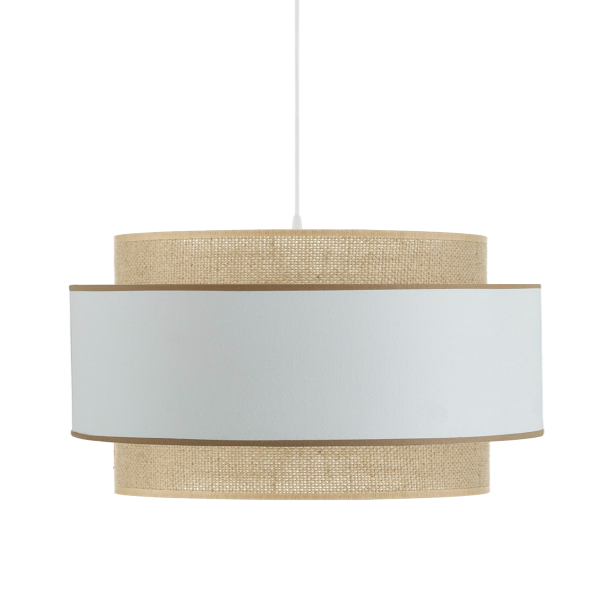 VENACO decorative pendant light in white cotton and jute
