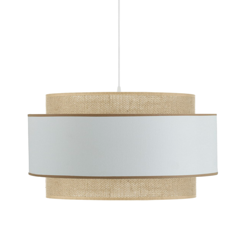 VENACO decorative pendant light in white cotton and jute