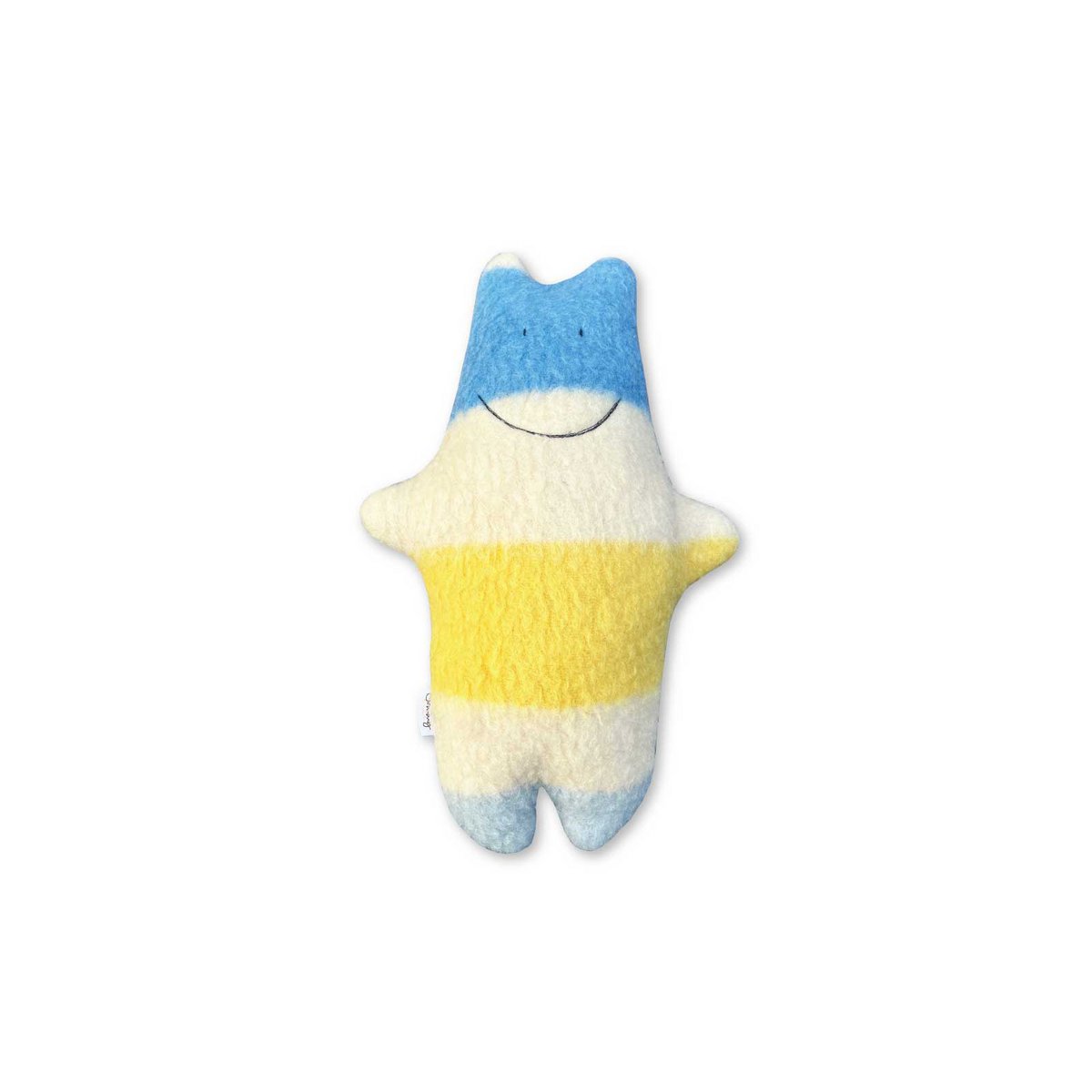 Hippo cuddly toy - Vintage wool blanket - Blue Yellow