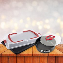 Rechteckiges Backblech mit Deckel und Springform mit Deckel Dr. Oetker Bake and Go
