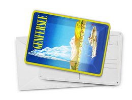 Cartolina in latta da viaggio 10x14 cm Targa decorativa per nave da crociera sul lago di Ginevra